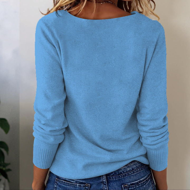 Grey Long Sleeve Plain Sweater