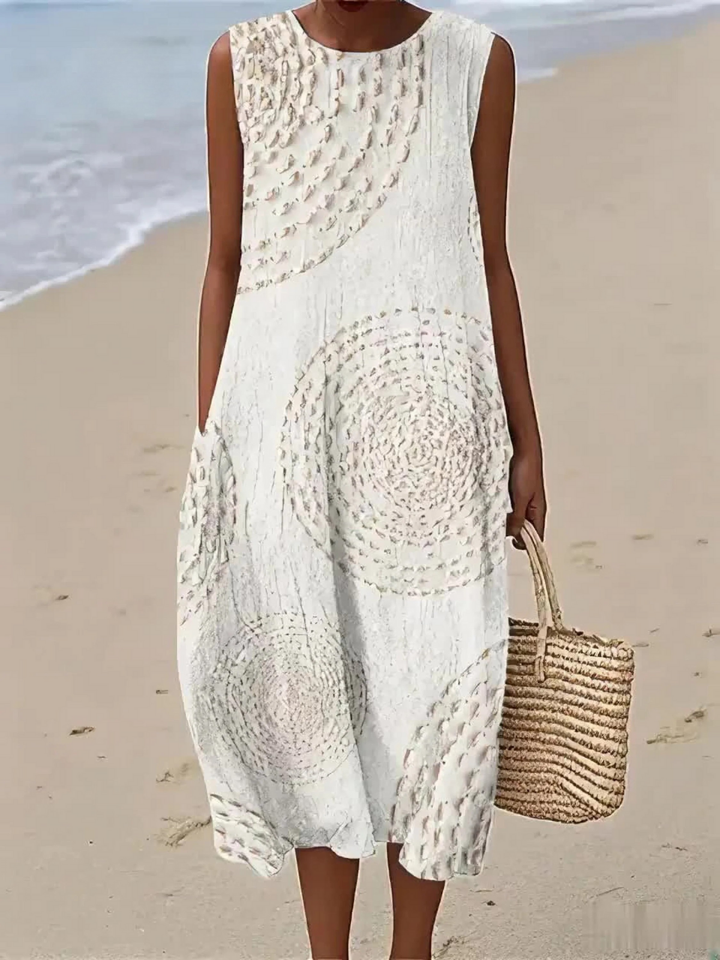 Women's Vintage Abstract Geometric Art Print  Sleeveless Pocket Wrap Dress