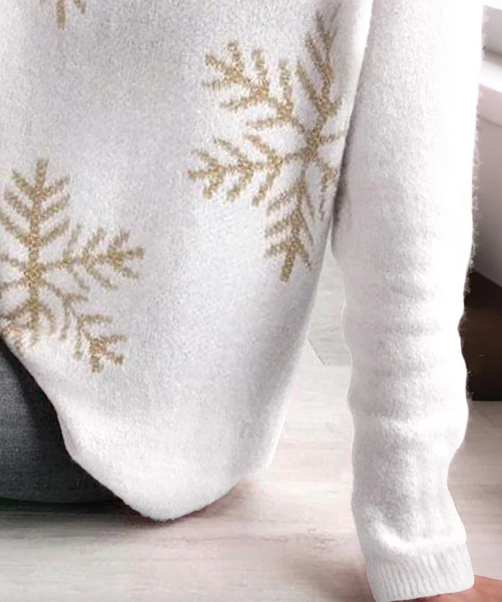 Simple Snowflake Print Long Sleeve Sweater