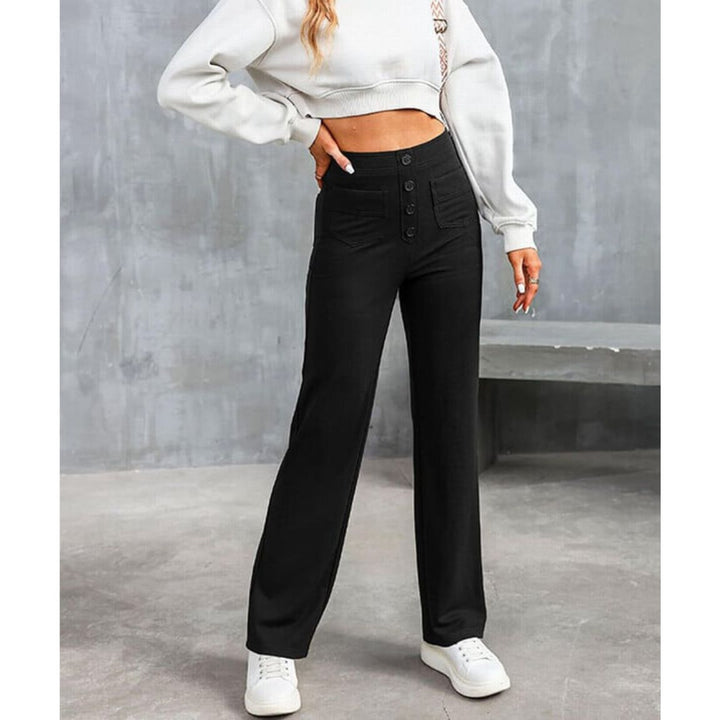 Flexible High-Waisted Stretch Trousers