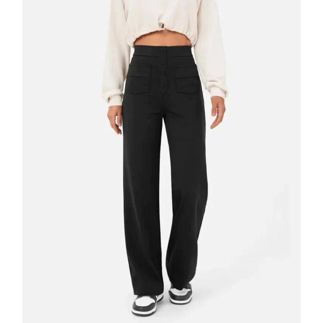 Flexible High-Waisted Stretch Trousers