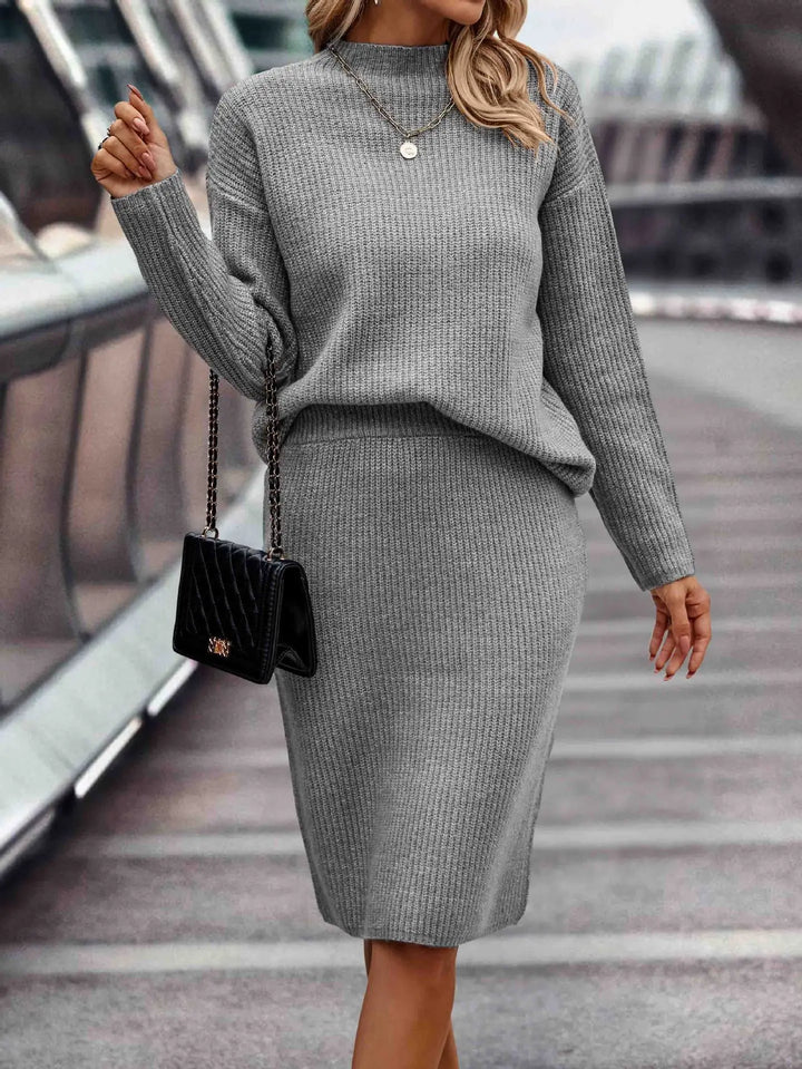Coordinated Sweater and Skirt Ensemble