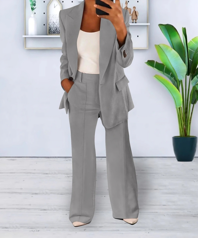 Blazer and Wide-Leg Trouser Set
