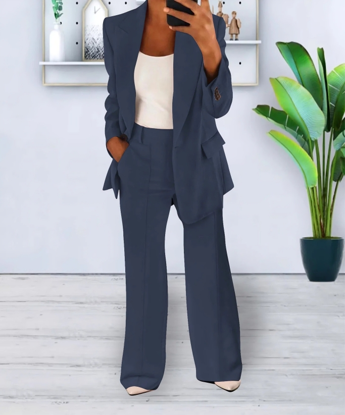 Blazer and Wide-Leg Trouser Set
